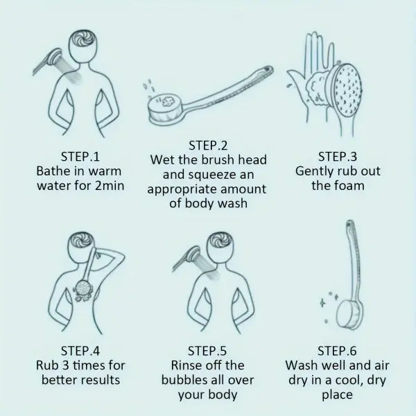 Soft Body Scrubber Shower Exfoliating Scrubs Long Handle Bath Brush Exfoliator Skin Massager Cleaning Brush Bathroom