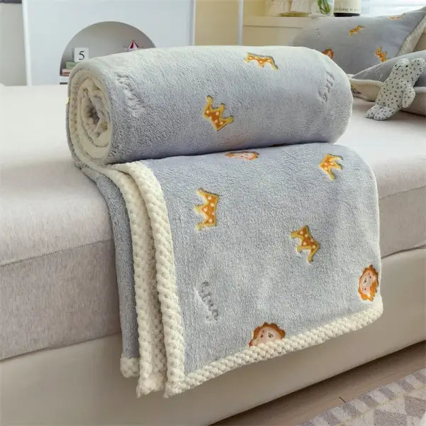 Soft Coral Fleece Multifunctional Blanket - Cozy Nap Throw Office AC Cover & Bath Towel Wrap - gray / Other