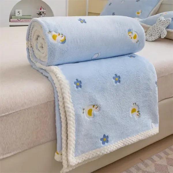 Soft Coral Fleece Multifunctional Blanket - Cozy Nap Throw Office AC Cover & Bath Towel Wrap
