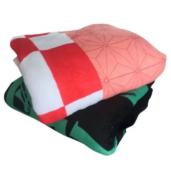 Soft Demon Slayer Hoodie Blanket Wearable Tanjirou No Yaiba Anime Plaid Shawl Wrap Nap Quilt Comfortable Pajamas Adult