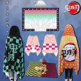 Soft Demon Slayer Hoodie Blanket Wearable Tanjirou No Yaiba Anime Plaid Shawl Wrap Nap Quilt Comfortable Pajamas Adult