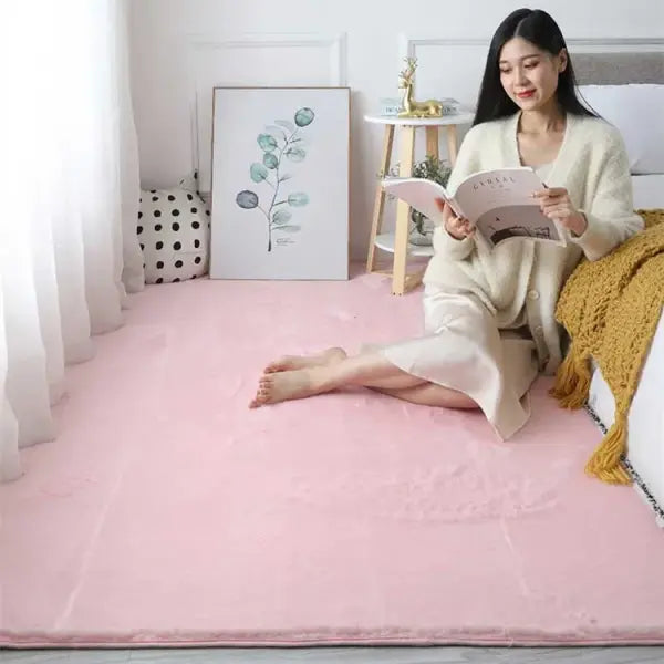Faux Rabbit Fur Rug Thick Polyester for Luxury Living Room Scenes - Pink / 50X80CM 20X31in