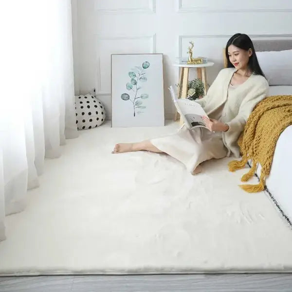 Faux Rabbit Fur Rug Thick Polyester for Luxury Living Room Scenes - Beige / 100X200CM 39X79in