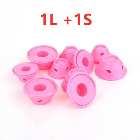 Soft Rubber Hair Rollers - 1L and 1S pink