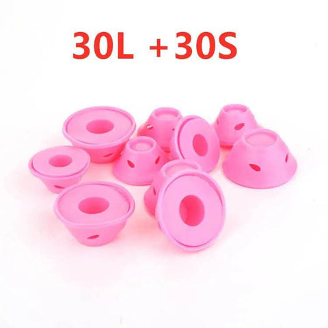 Soft Rubber Hair Rollers - 30L and 30S pink