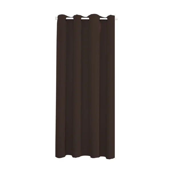 Solid Blackout Door Curtains - Thermal Insulated Eyelet Window Drapes - Brown / 86x203cm WxH