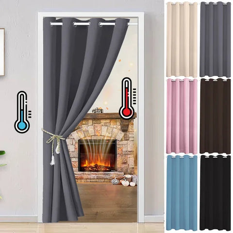 Solid Blackout Door Curtains - Thermal Insulated Eyelet Window Drapes