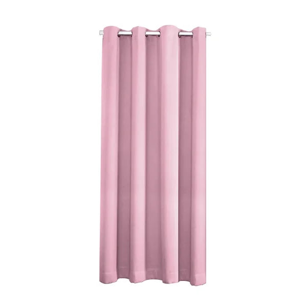 Solid Blackout Door Curtains - Thermal Insulated Eyelet Window Drapes - Pink / 86x203cm WxH