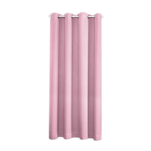 Solid Blackout Door Curtains - Thermal Insulated Eyelet Window Drapes - Pink / 86x203cm WxH