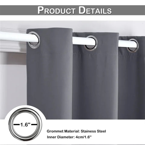 Solid Blackout Door Curtains - Thermal Insulated Eyelet Window Drapes