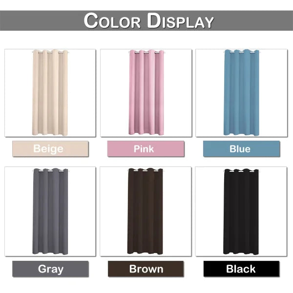 Solid Blackout Door Curtains - Thermal Insulated Eyelet Window Drapes