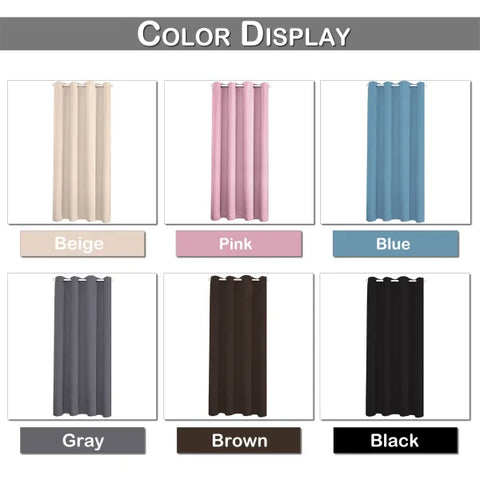 Solid Blackout Door Curtains - Thermal Insulated Eyelet Window Drapes