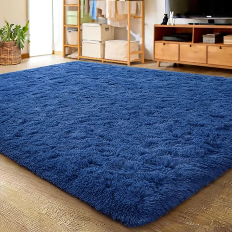 Noahas Solid Color Design Acrylic Rug for Living Room Wash Style - Blue / 153x244cm / United States