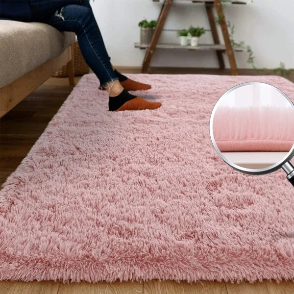 Noahas Solid Color Design Acrylic Rug for Living Room Wash Style - sakura pink / 90X150CM / United States