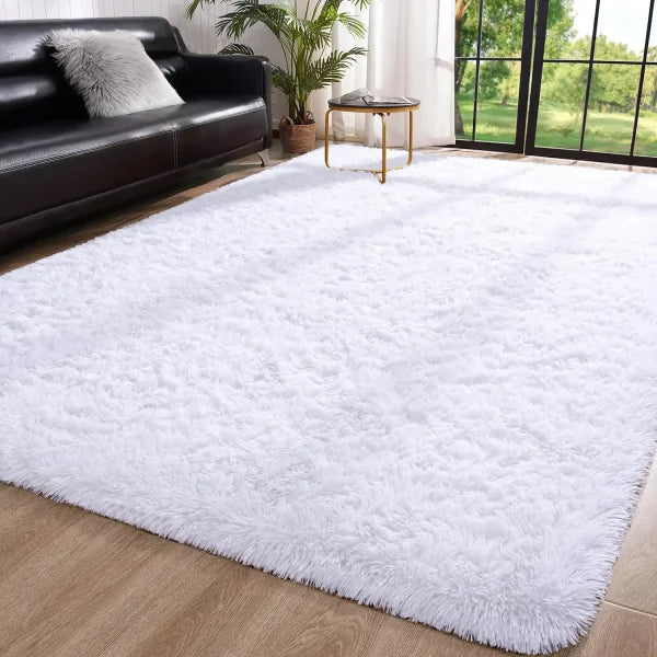 Noahas Solid Color Design Acrylic Rug for Living Room Wash Style - WHITE / 90X150CM / United States