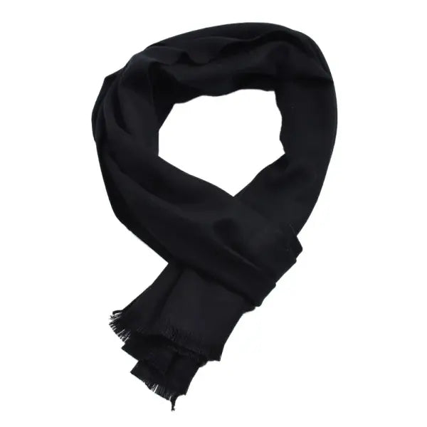 Winter Cashmere Scarf – Solid Color Pashmina Wrap for Casual & Business Wear - BLACK