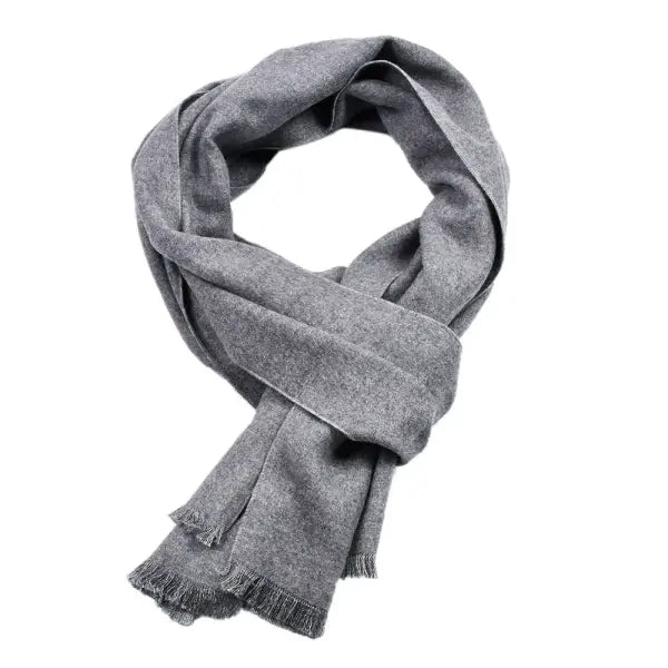 Winter Cashmere Scarf – Solid Color Pashmina Wrap for Casual & Business Wear - LIGHT GREY