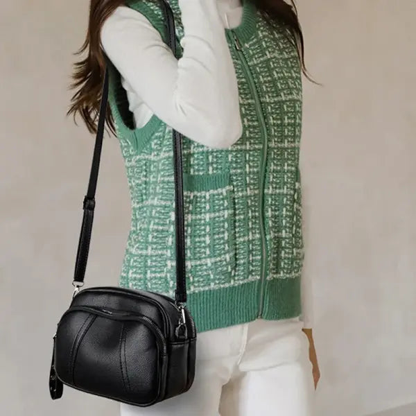 Soft Leather Crossbody Bag Solid Daily