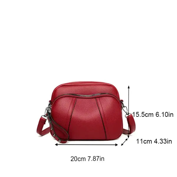 Soft Leather Crossbody Bag Solid Daily