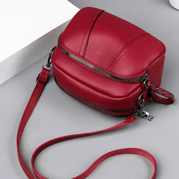 Soft Leather Crossbody Bag Solid Daily