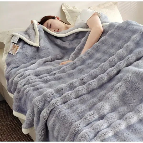 Solid Color Flannel Rabbit Fur Blanket Nap Cover Blanket Soft Sofa Blanket Coral Fleece Cover For Bedroom Manufacturer