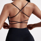 Solid Color Gym Yoga Underwear Women Cross Back Straps Fitness Bra High Strength Tight Sport Top Comprehensive