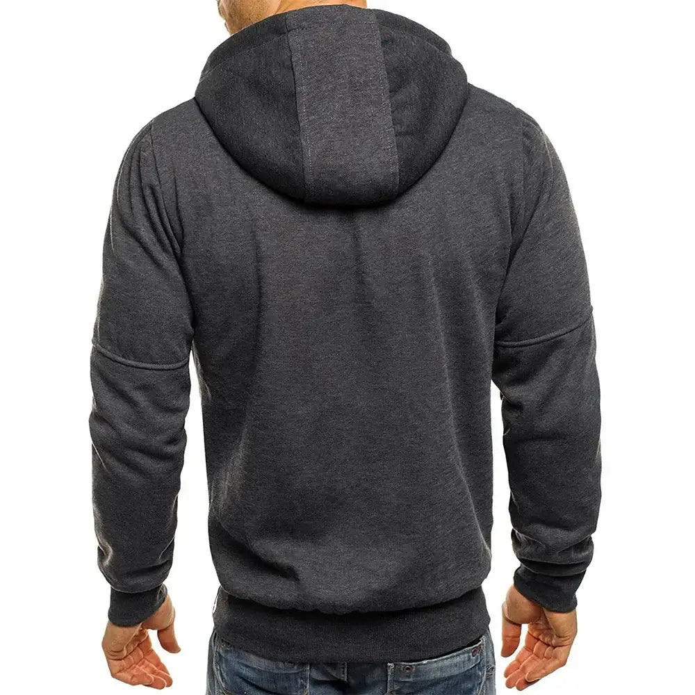 Solid color men’s hooded jacket Casual long-sleeved hoodie Zipper Gym sports hoodie Spring Fall
