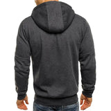 Solid color men’s hooded jacket Casual long-sleeved hoodie Zipper Gym sports hoodie Spring Fall