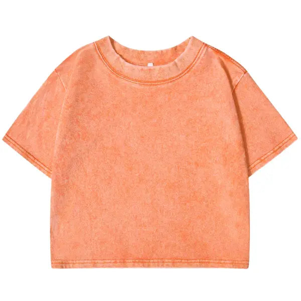 Solid Color Slim Washed T-Shirt Women Fashion Soft Cotton Tee ShirtS Casual Sport Short Sleeve Cool Retro Clothing