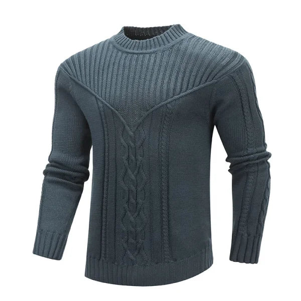 Gray mock turtleneck warm jacquard men sweater for versatile all-season fashion