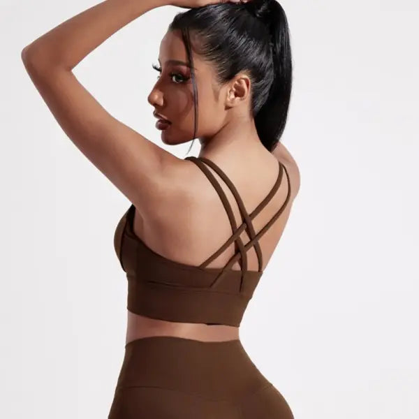 Solid Color Women Cross back Fitness sport Bra high strength Tight Top Comprehensive Training Gym Yoga Underwear