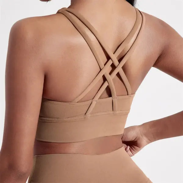 Solid Color Women Cross back Fitness sport Bra high strength Tight Top Comprehensive Training Gym Yoga Underwear