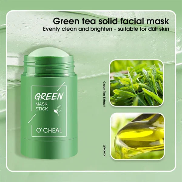 Solid Facial Mask Stick – Green Tea, Honey & Peach for Pore Cleaning & Moisturizing - Himpall