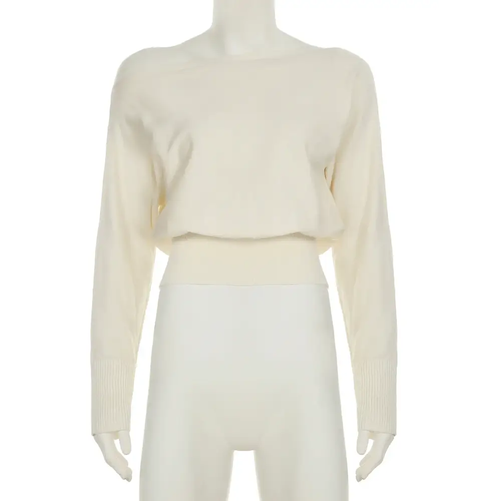 Solid Off-Shoulder Sweater Loose Slash Neck Long Sleeve Knitted Pullovers Women Autumn Winter Fashion Casual Lady