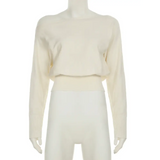 Solid Off-Shoulder Sweater Loose Slash Neck Long Sleeve Knitted Pullovers Women Autumn Winter Fashion Casual Lady