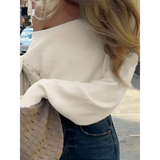 Solid Off-Shoulder Sweater Loose Slash Neck Long Sleeve Knitted Pullovers Women Autumn Winter Fashion Casual Lady