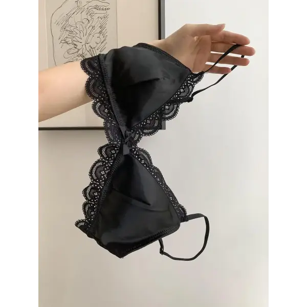 SP&CITY Korean Style Triangle Cup Bow Lace Bra for Women Small Chest Satin Underwear Sweet Girl Breathable Comfortable