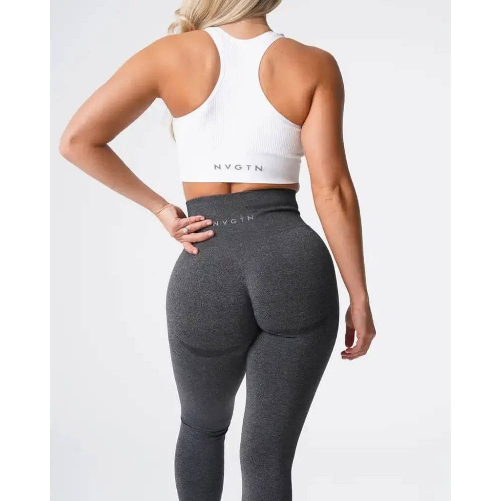 Speckled Seamless Spandex Leggings: Soft Workout Tights - Black / XS