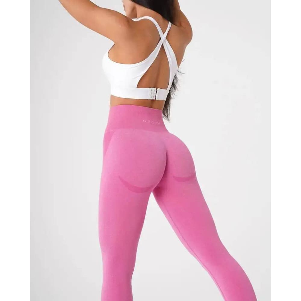 Speckled Seamless Spandex Leggings: Soft Workout Tights - Bubble Gum Pink / XS