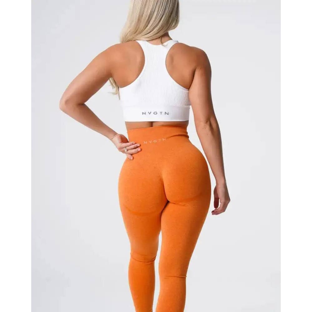 Speckled Seamless Spandex Leggings: Soft Workout Tights - Burnt Orange / XS