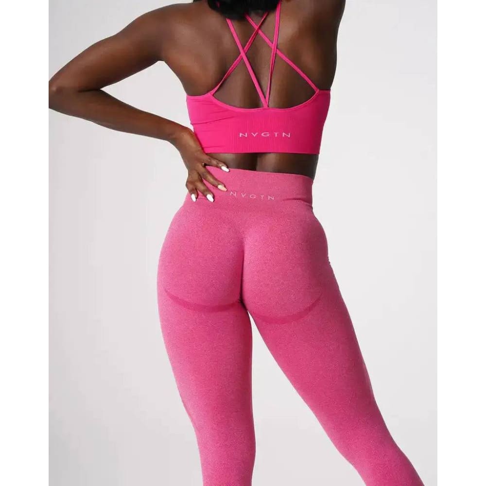 Speckled Seamless Spandex Leggings: Soft Workout Tights - Fuchsia / XS