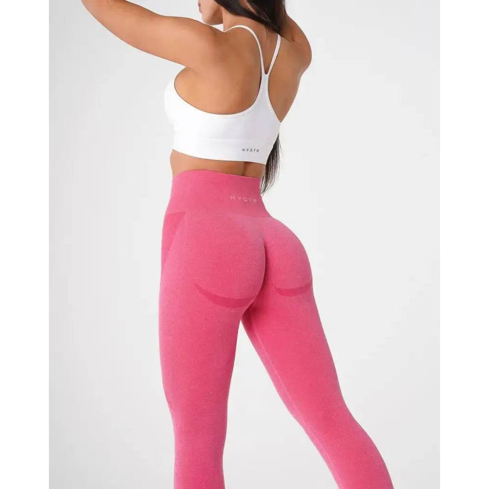 Speckled Seamless Spandex Leggings: Soft Workout Tights - Hot Pink / XS