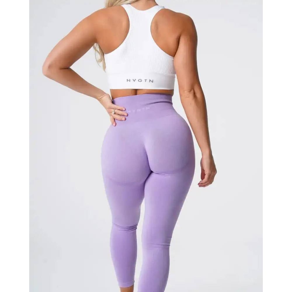 Speckled Seamless Spandex Leggings: Soft Workout Tights - Lilac / XS