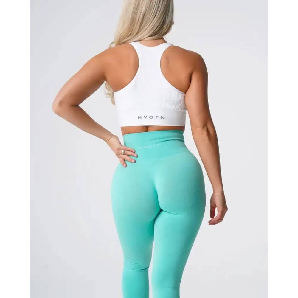 Speckled Seamless Spandex Leggings: Soft Workout Tights - Mint / XS