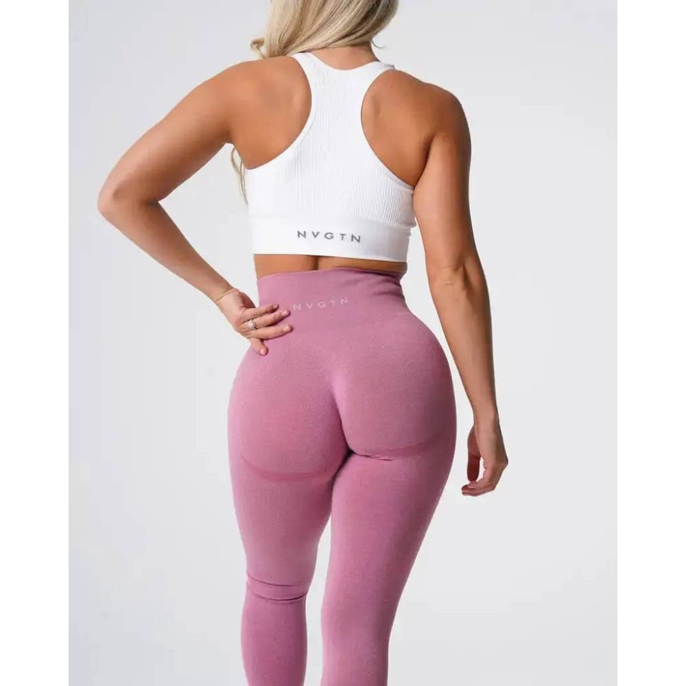 Speckled Seamless Spandex Leggings: Soft Workout Tights - Pastel Pink / XS