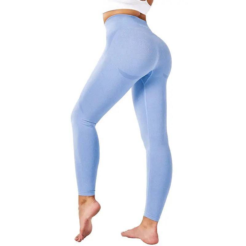 Speckled Seamless Spandex Leggings: Soft Workout Tights - Perwinkle / M