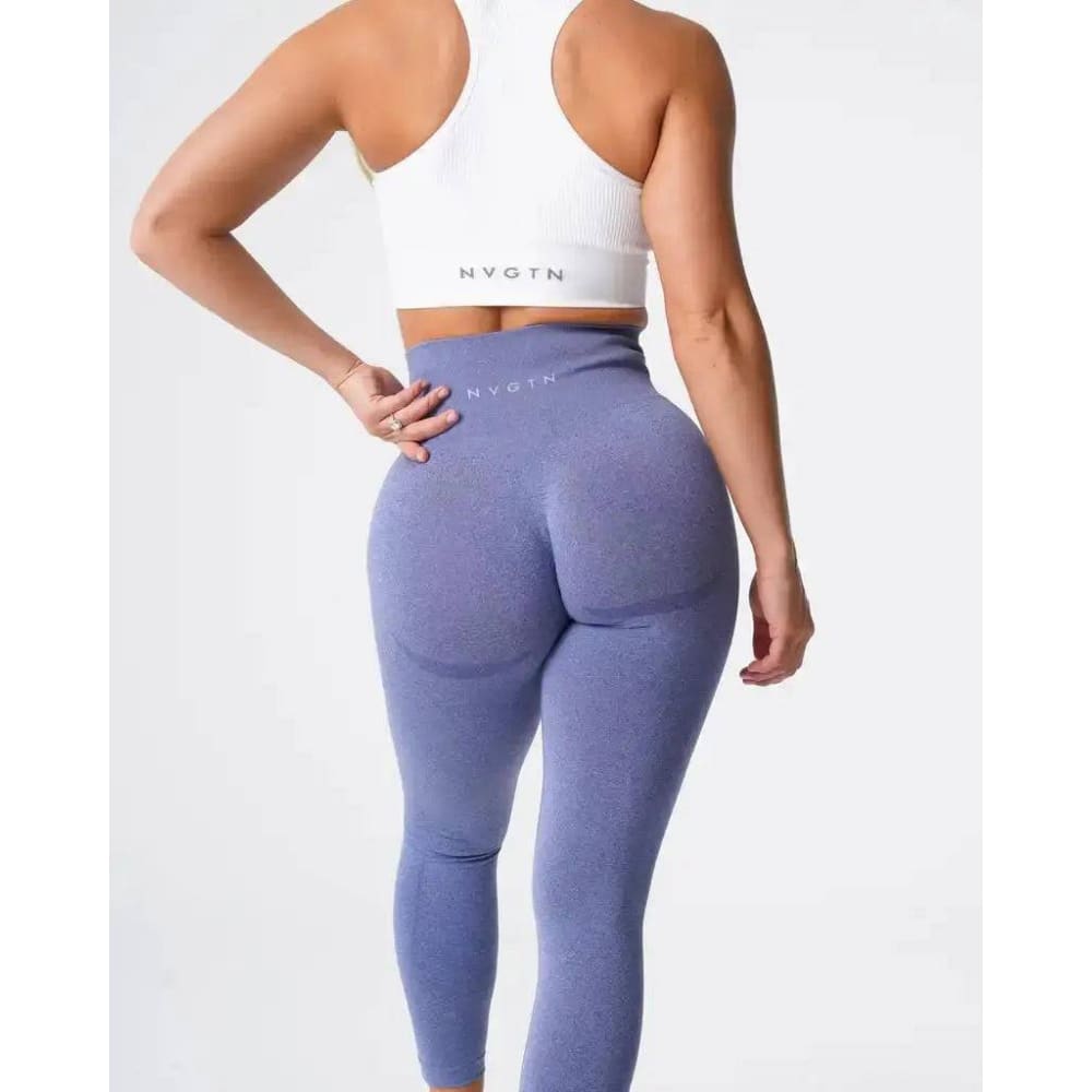 Speckled Seamless Spandex Leggings: Soft Workout Tights - Royale / XS