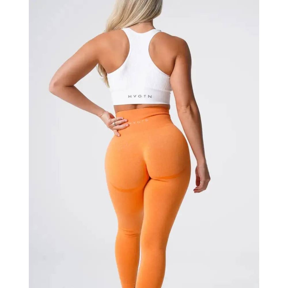 Speckled Seamless Spandex Leggings: Soft Workout Tights - Sunset Orange / XS