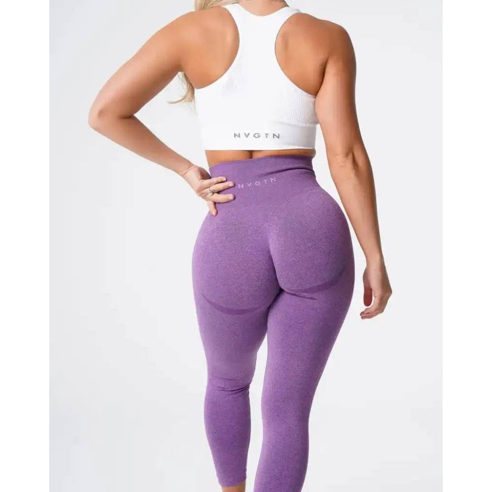 Speckled Seamless Spandex Leggings: Soft Workout Tights - Violet / XS