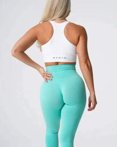 Speckled Seamless Spandex Leggings: Soft Workout Tights - Mint / XS